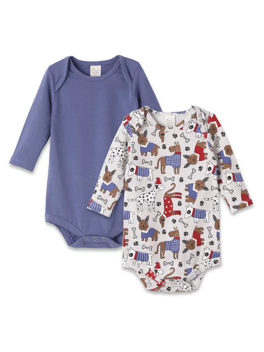 Baby Boy Set-Of-2 Puppy Dog Bodysuits - Bamboo & Cotton: 0-3M