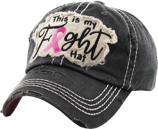 THIS IS MY FIGHT HAT - PINK RIBBON Washed Vintage Ballcap